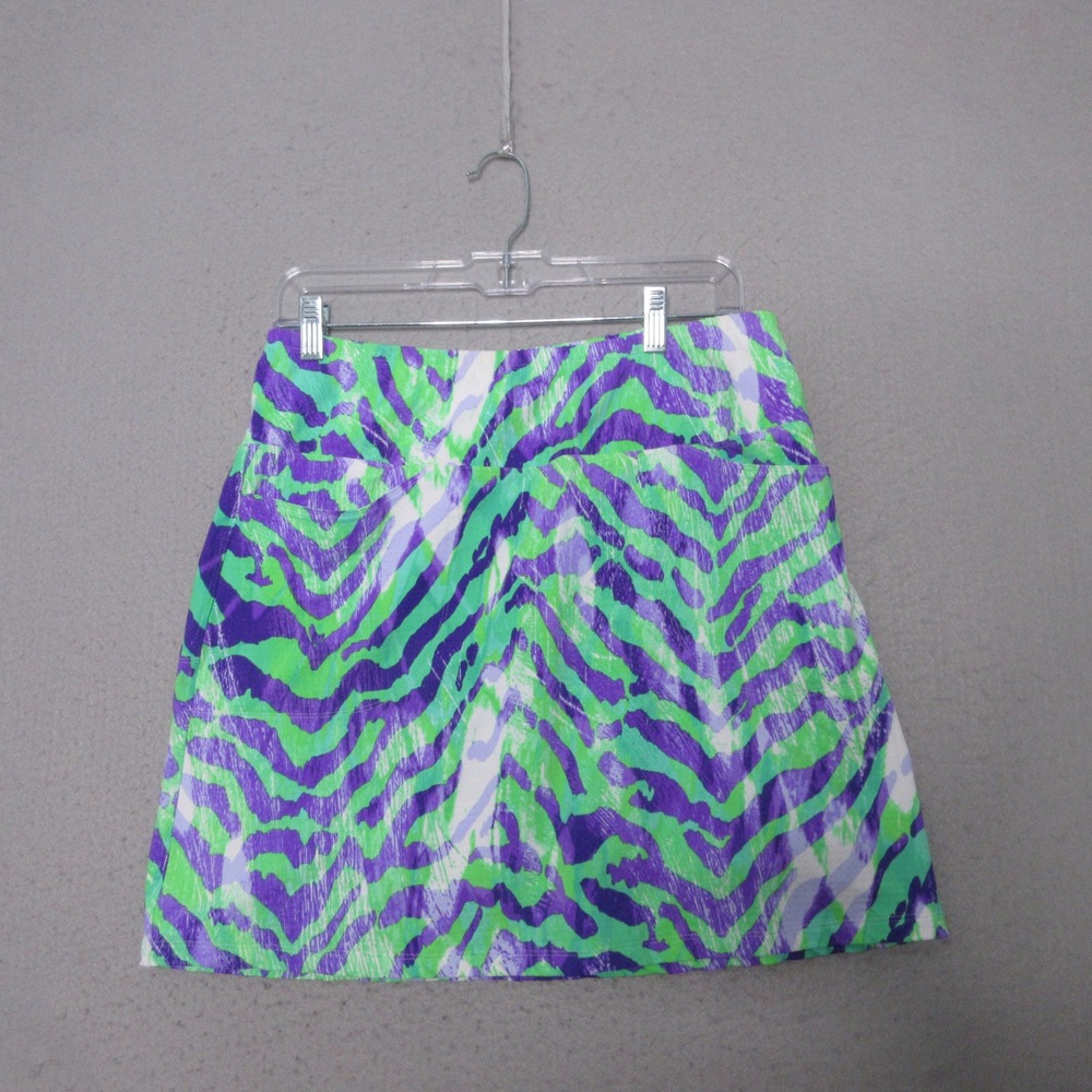 IBKUL Skort Medium Green Purple Zebra Golf Tennis Skirt Travel Pickleball Bright